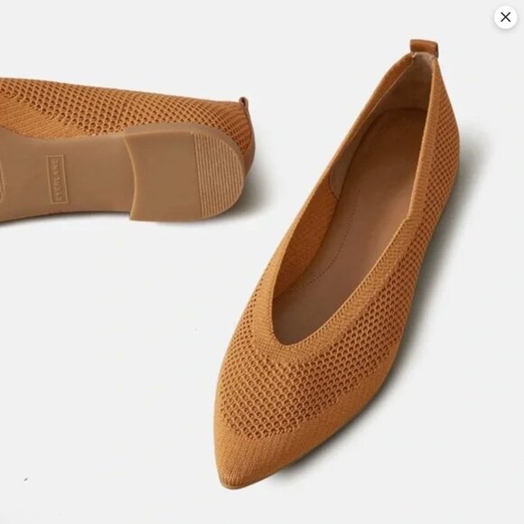 Everlane ReKnit 40-Hour Flat Pointed Toe Knit Ballet Shoe Toffee Tan 9.5 - Picture 2 of 7